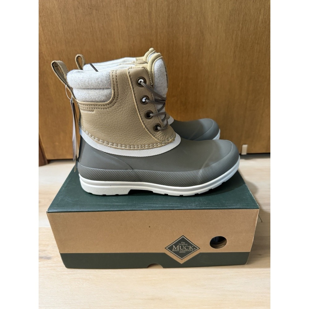 Muck Ladies Original Duck Lace Taupe & Walnut Waterproof Boots ODLW-901 Size 6